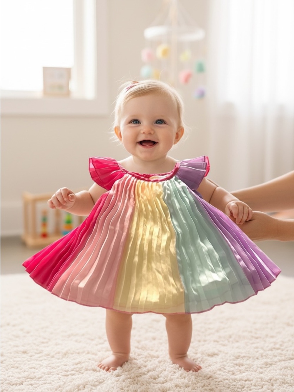The Children's Place Pastel Multicolor Accordion Pleat Baby Dress 0-3M